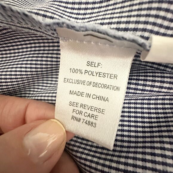 Honey & T Top Women XL Blue Peasant Smocked Gingham Babydoll Milkmaid Boho NWOT - Picture 6 of 8